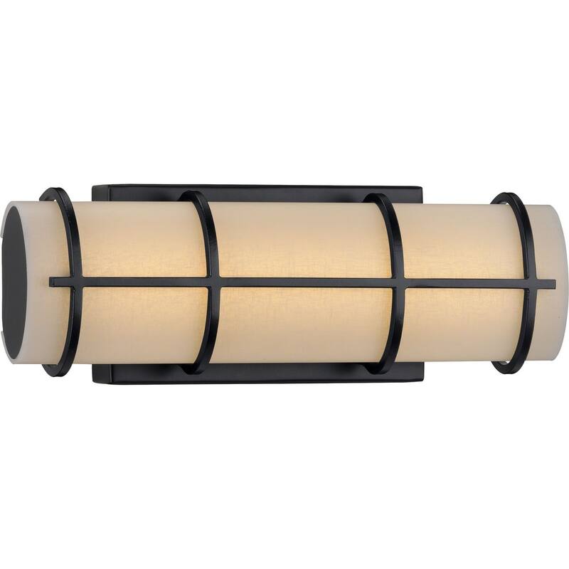 Grid LED Collection 1-Light Black White Linen Glass LED Modern Wall Light