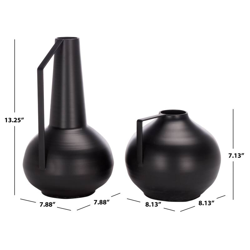 SAFAVIEH Home Luca 13.3-inch Black Iron Satin Finish Vase Set of 2