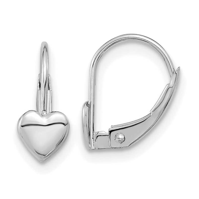 Curata 14k White Gold 11x5mm Polished Leverback Heart Earrings