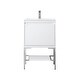 preview thumbnail 10 of 24, James Martin Vanities Mantova 23.6" Single Vanity Cabinet, Glossy White Brushed Nickel Base, Glossy White Top