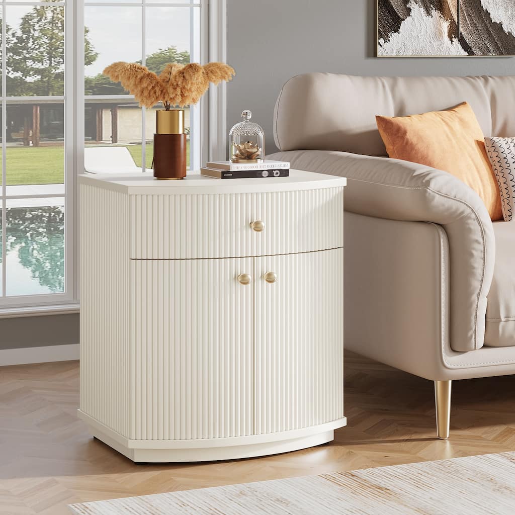 Modern Bedside Table with Storage Drawer and Cabinet