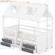 preview thumbnail 5 of 8, Twin Size Wood House Bed with Roof and Drawers