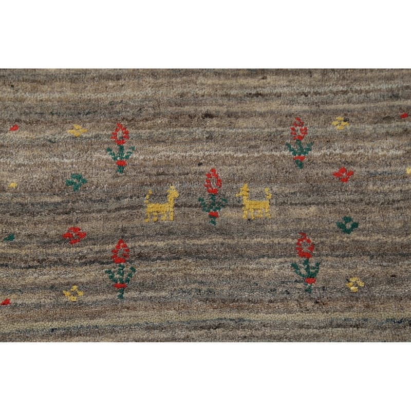 Striped Gabbeh Indian Square Area Rug Handmade Wool Carpet - 7'9"x 7'11"