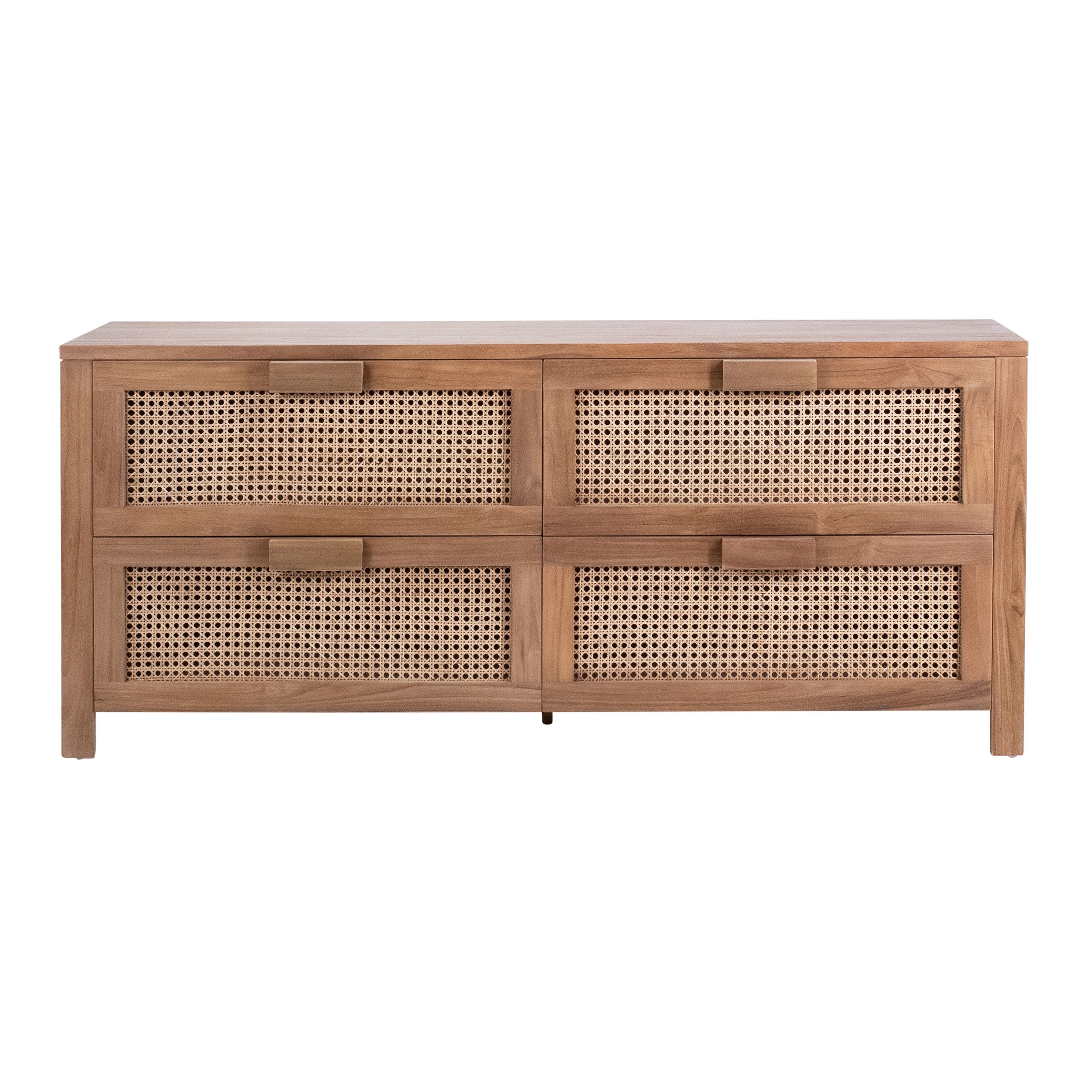 Elliana 63-inch Teak and Natural a - Sideboard in Finish Bath Bed Woven 36910802 4-Drawer Beyond - & Rattan