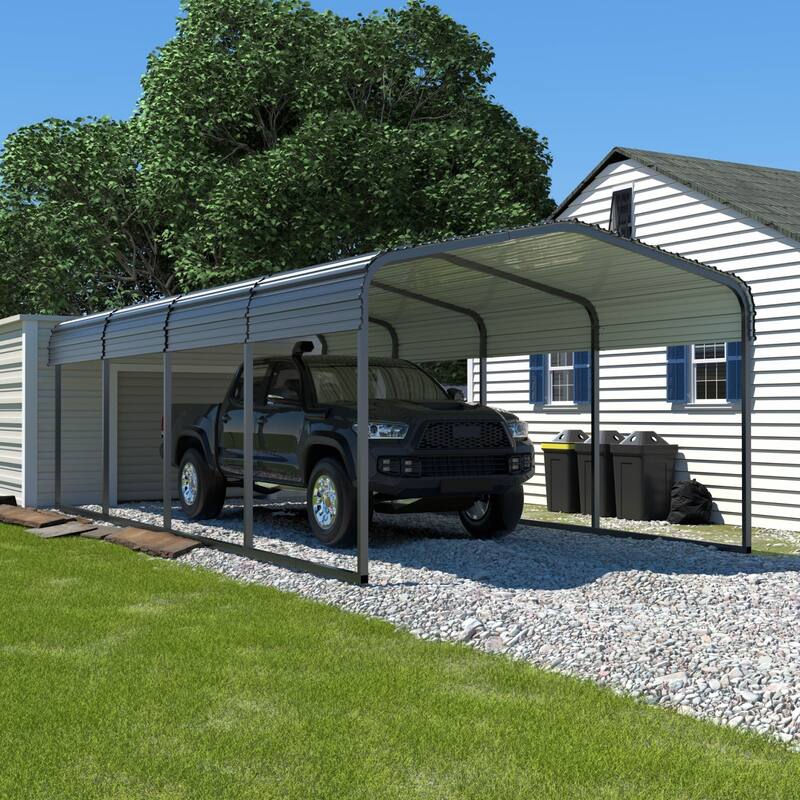 VEIKOUS Heavy Duty Metal Carport Galvanized Steel Shelter for Cars, Boats, and Tractors