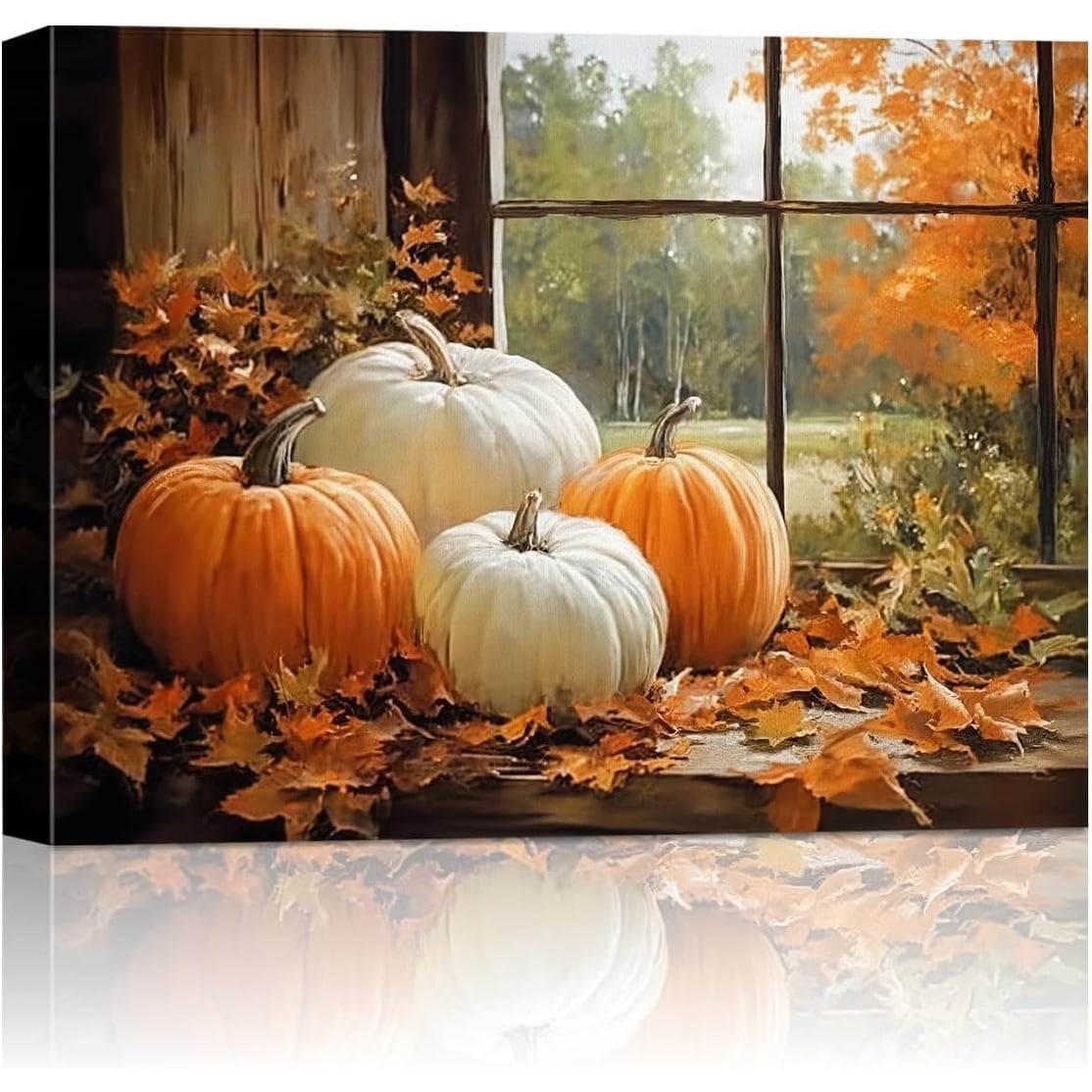 Vintage Pumpkin Window Fall Wall Art Decor