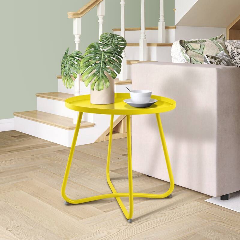 Outdoor Indoor End Table MetalW aterproof Round Side Table