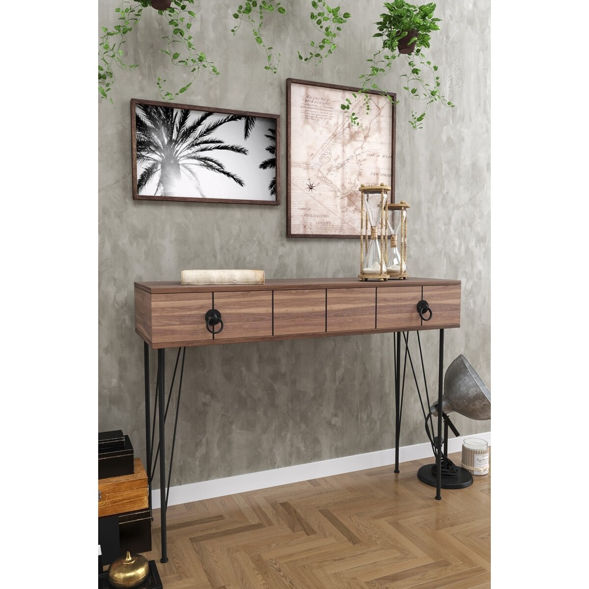Hecarim 2 Drawers Metal Legs Rectengular Entryway Table Overstock 31858850
