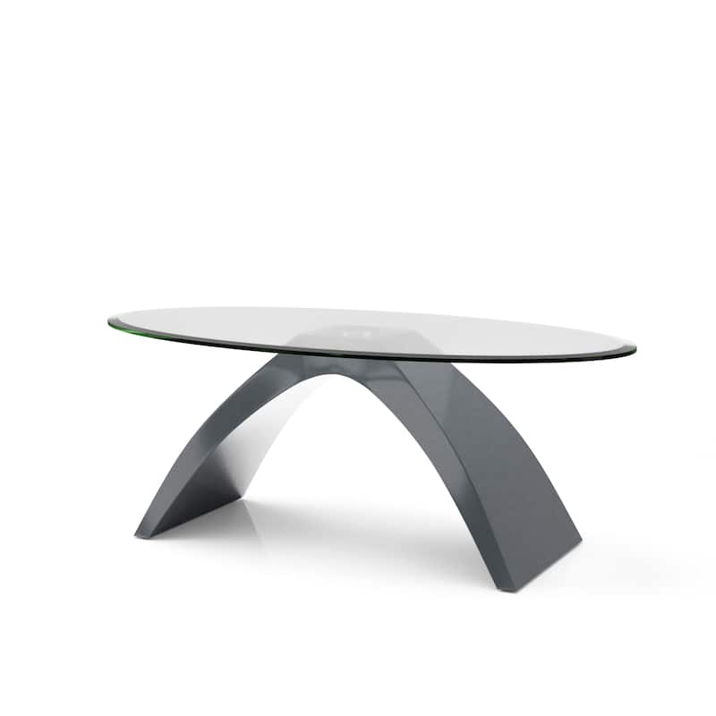 Crescendo Modern 47-inch Glass Top Oval Coffee Table by Furniture of America - Grey High Gloss