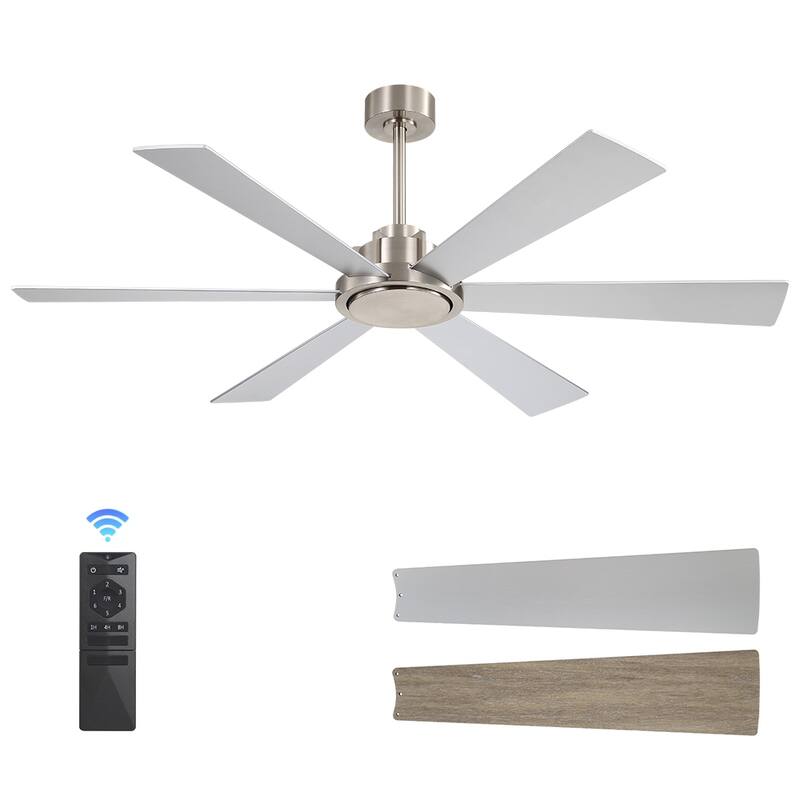MLiAN Ceiling Fan 60inch Playwood Blades Remote Control 6-Speed DC - 60'' - Nickel