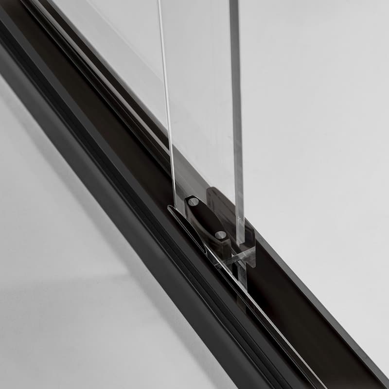 Frederick 47 in. W x 76 in. H Sliding Semi-Frameless Shower Door in Brushed Nickel with Frosted Glass - 48 x 76 - 48 x 76