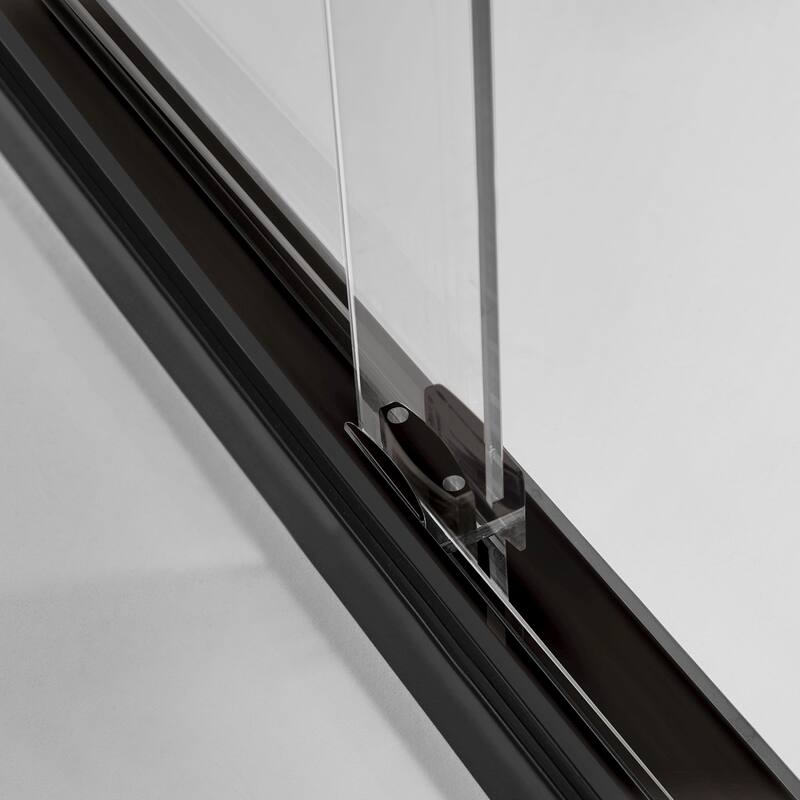 Frederick 59 in. W x 70 in. H Sliding Semi-Frameless Shower Door in Brushed Nickel with Clear Glass - 60 x 70 - 60 x 70