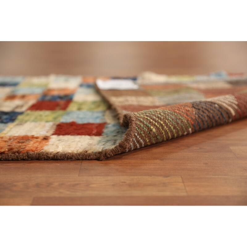 Checkered Moroccan Oriental Runner Rug Handmade Wool Carpet - 3'2" x 9'8"