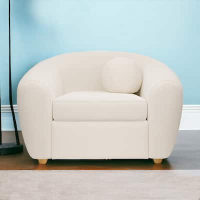 HomeRoots 39" White And Natural Boucle Arm Chair - 39' X '32' X '39