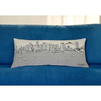 HomeRoots 35" White Portland Daylight Skyline Lumbar Decorative Pillow