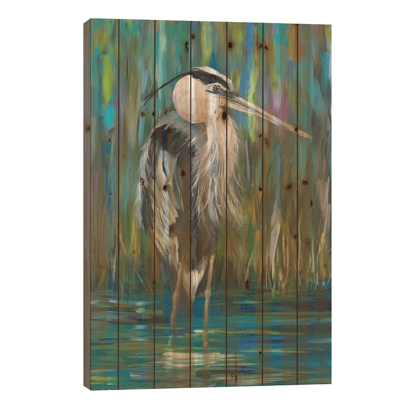 Standing Heron I Print On Wood by Julie Derice - Multi-Color - 26x18x1.5