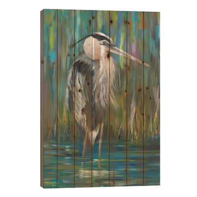 Standing Heron I Print On Wood by Julie Derice - Multi-Color