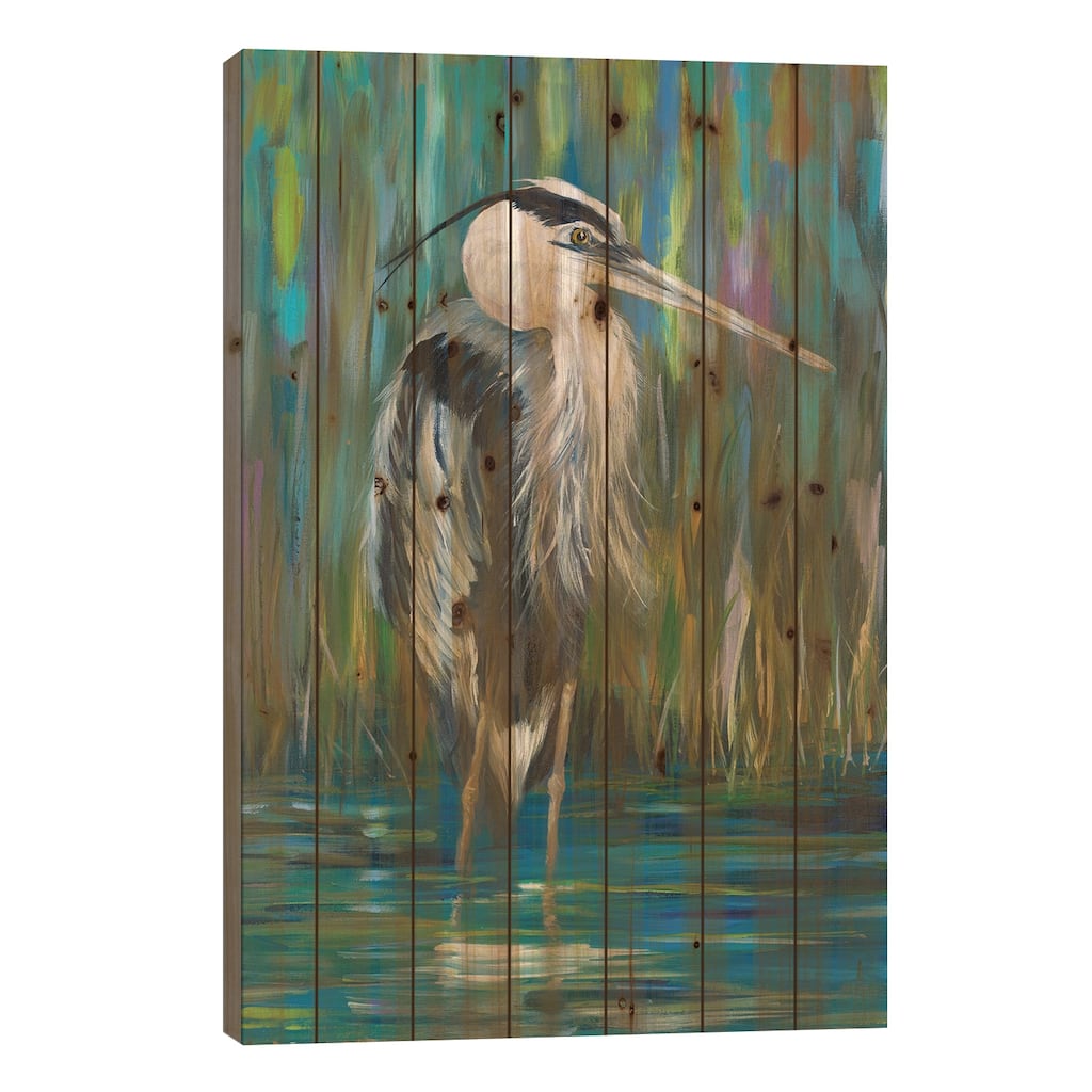Standing Heron I Print On Wood by Julie Derice - Multi-Color