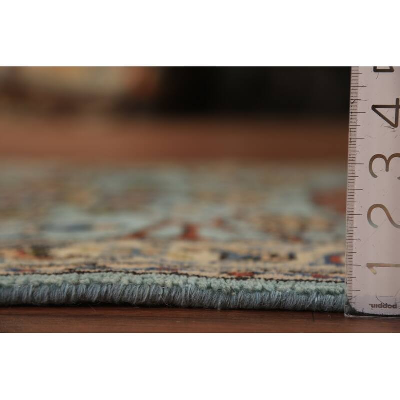 Light Blue Oushak Indian Foyer Rug Handmade Wool Carpet - 2'11"x 5'1"