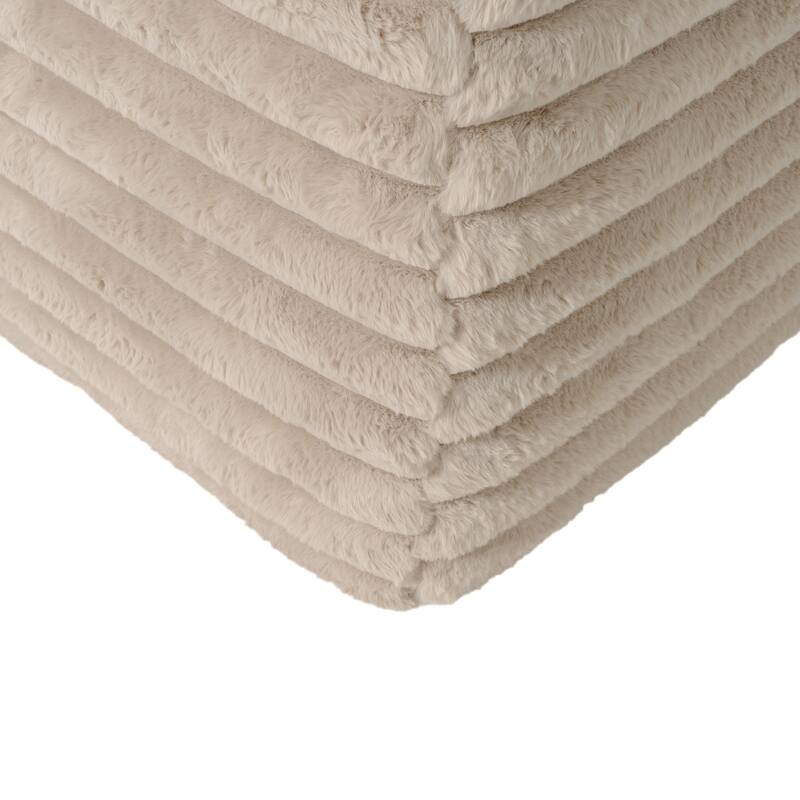 110" Faux Fur Cloud 3-Seater sat L-Shaped Sectional Sofa with Two Included Throw Pillows
