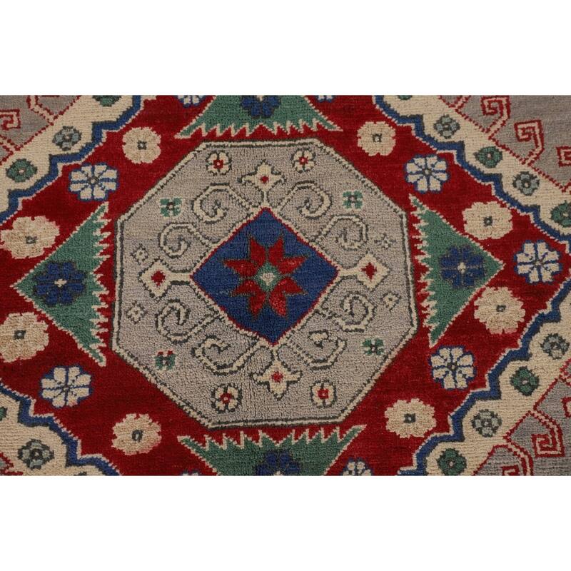 Geometric Kazak Large Area Rug Handmade Wool Carpet - 9'7" x 13'7"