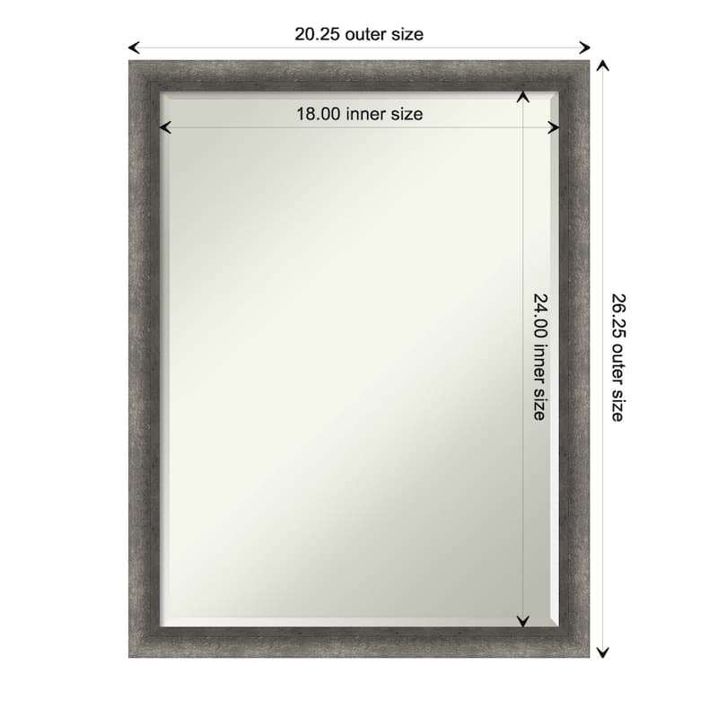 Burnished Concrete Narrow Half-Inch-Bevel Wood Framed Wall Mirror - Burnished Concrete Narrow - Glass Size 18x24 - Burnished Concrete Narrow