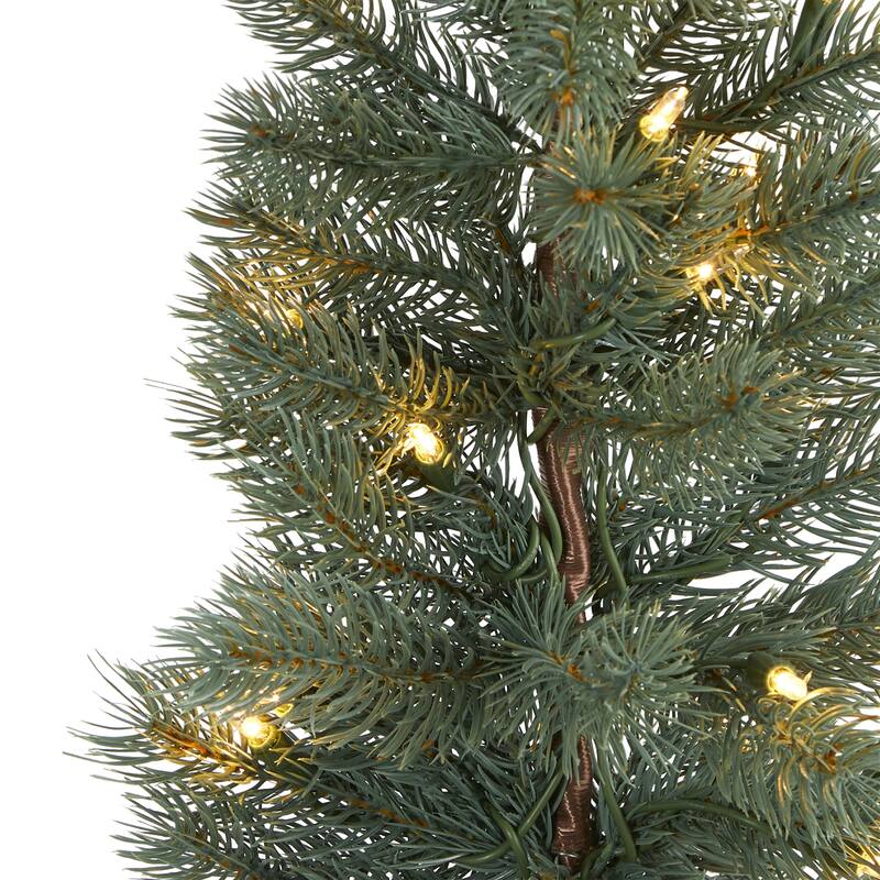 4ft. Green Pine Artificial Christmas Tree with 70 Warm White Lights in Burlap Base - Petite Rustic Holiday X-Mas Accent