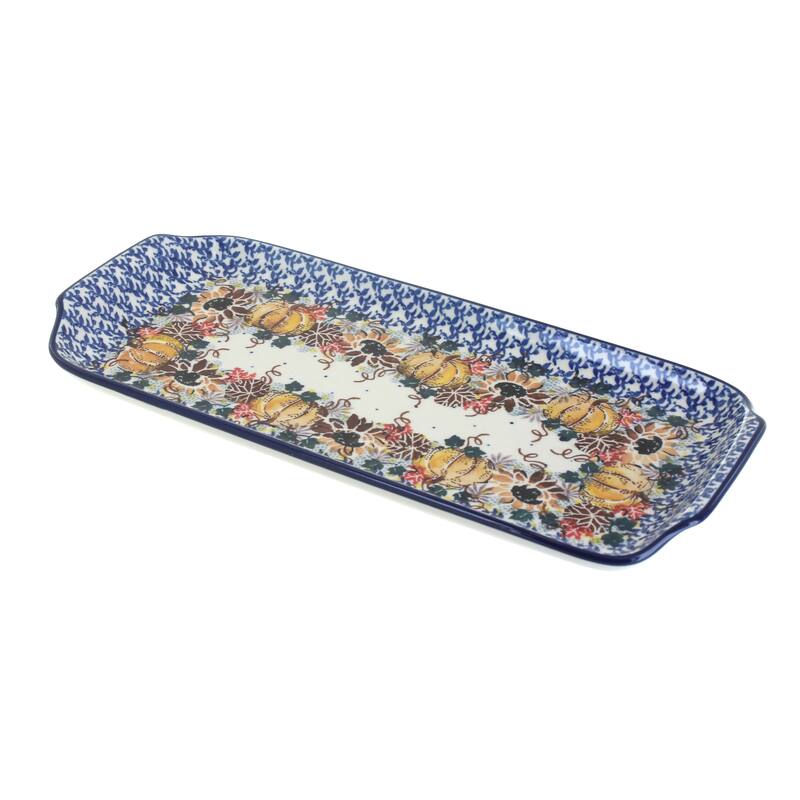 Blue Rose Polish Pottery 410 Ceramika Artystyczna Bread Tray - Harvest Bounty