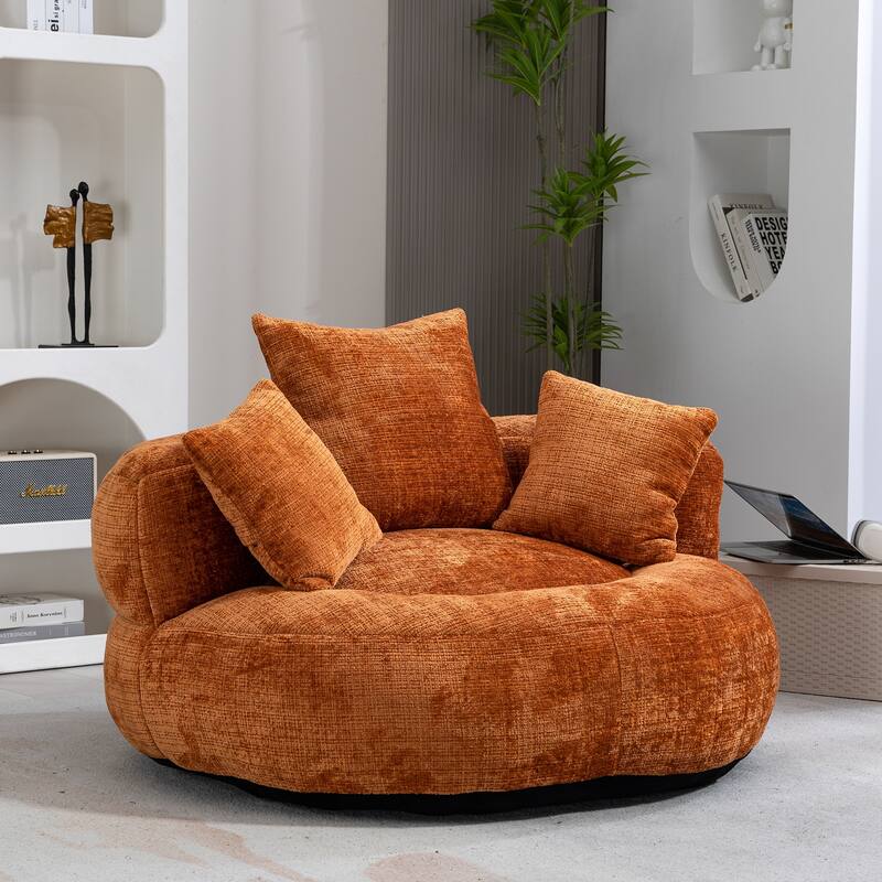 HOMEFUN Chenille Upholstered Durable Comfort Lounger High Back Bean Bag Chair - Orange