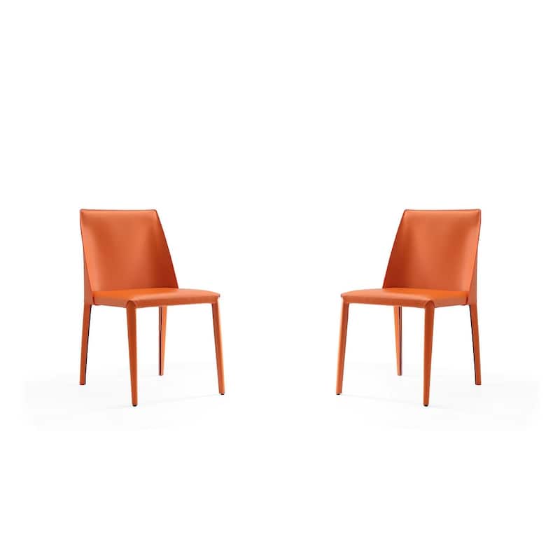 Paris Saddle Leather Dining Chair (Set of 4) - Coral