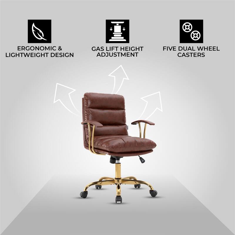 Regina Modern Executive Adjustable Office Chair Padded Leather with Tilt & 360° Swivel for Home Office Conference Work