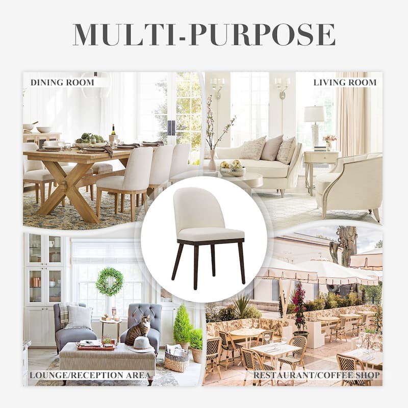 Upholstered Fabric Dining Chairs with Curved Backrest