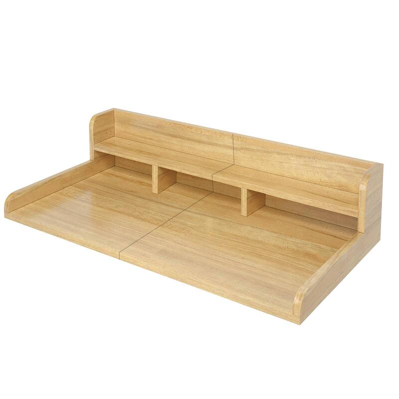 Washer Dryer Countertop, Laundry Wood Shelf Topper with Edge, 54" Width x 27.5" Depth Double Layer Organizer