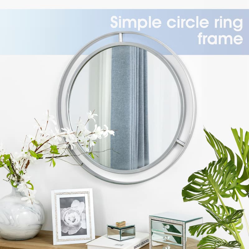 Glitzhome 24"D Modern Round Accent Decorative Wall Mirror Bathroom Vanity Decor