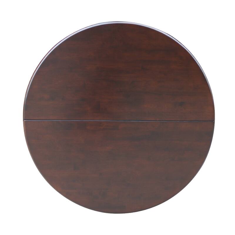 36" Round Top Dining Height Ped Table with 12" Leaf - Mocha