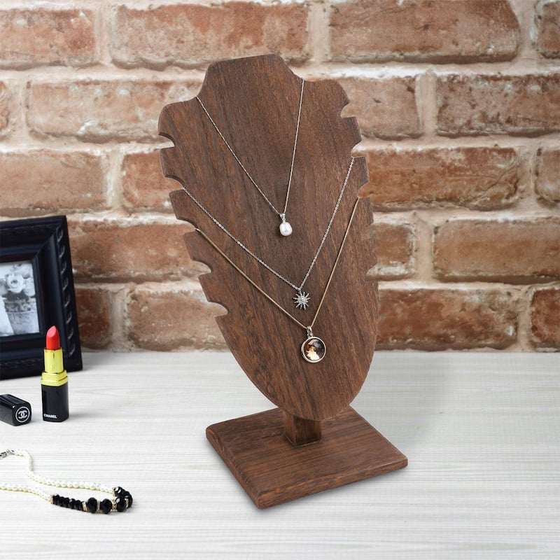 Wooden Freestanding Necklace Easel Display Stand, Brown Color - S