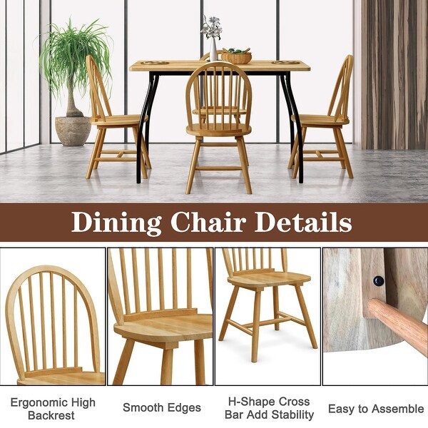 Costway Solid Hardwood Dining Side Chair Set of 4 - On Sale - Bed