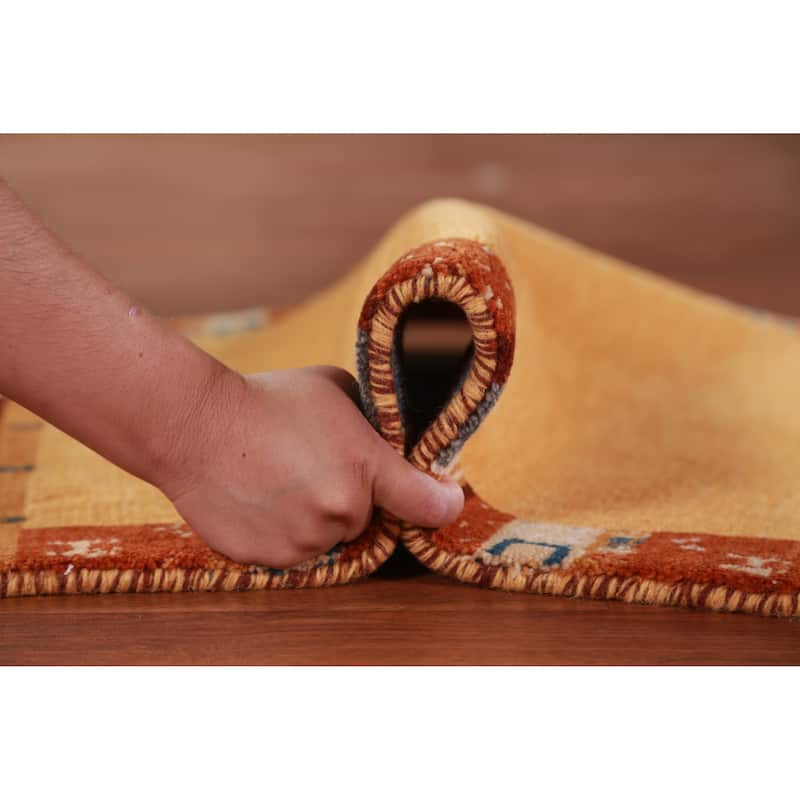 Hand Knotted Oriental 100% Wool Carpet Tribal Tribal Oranges & Rust Gabbeh Area Rug - 3' 0'' X 2' 0''