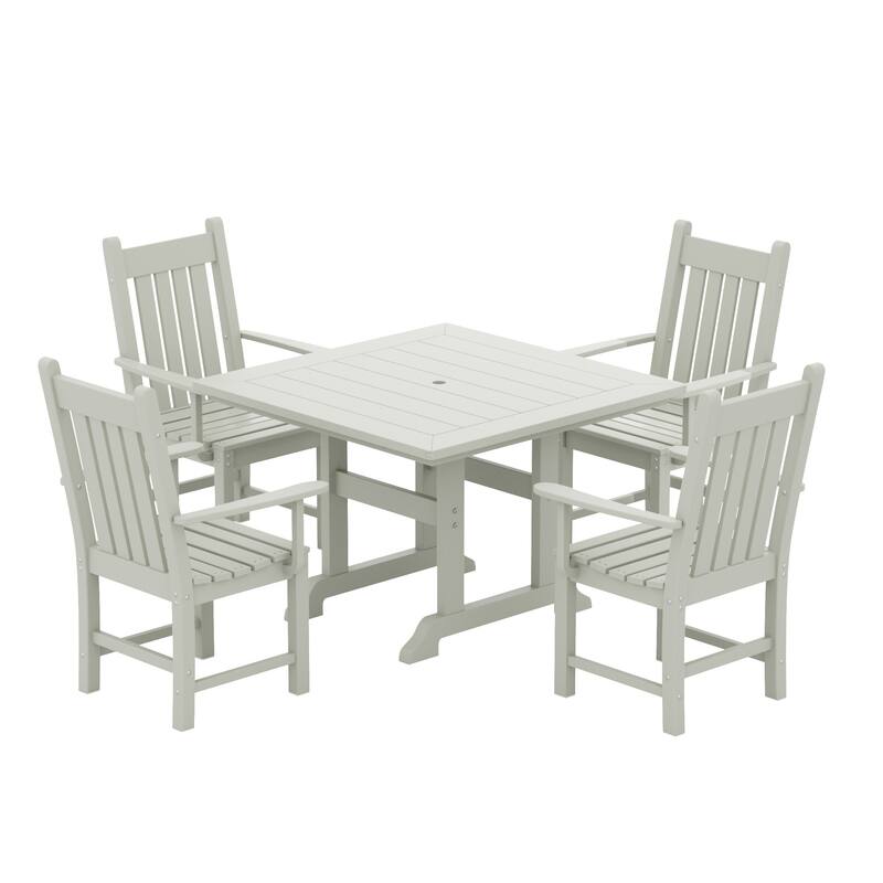 Laguna Hdpe All Weather Outdoor Patio Dining Set with Square Table, Arm Chairs (5-Piece Set)