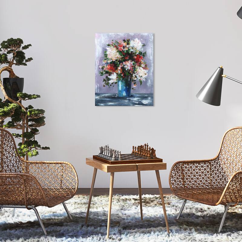 Wynwood Studio Canvas Floral and Botanical Textured Bouquet Purple and Light Purple Traditional Wall Art Canvas Print - 20 x 16