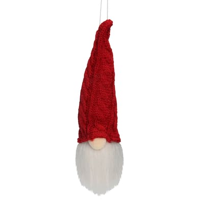 6.25" Gnome Head with Hat Hanging Christmas Ornament