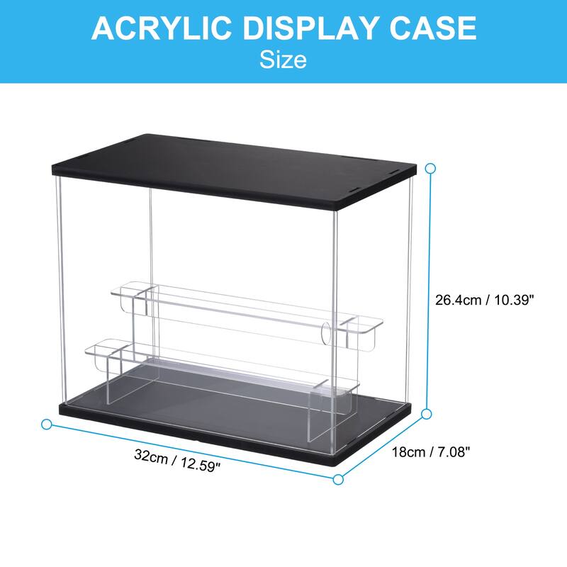 3 Tier Acrylic Counter-Top Display Case with LED Lights For Collectibles, Black - Black