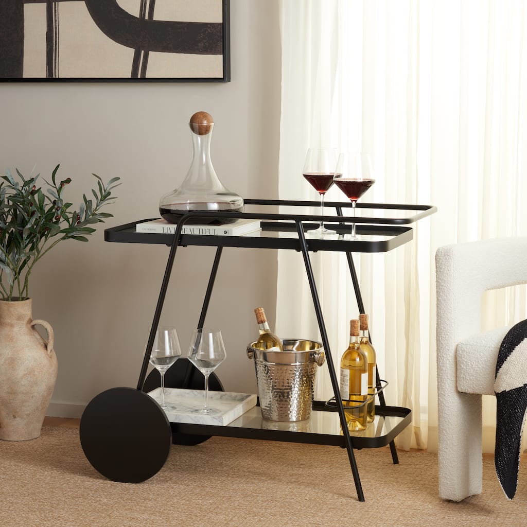 SAFAVIEH Home Zunia 2 Tier Bar Cart - 36"W x 19"D x 30"H