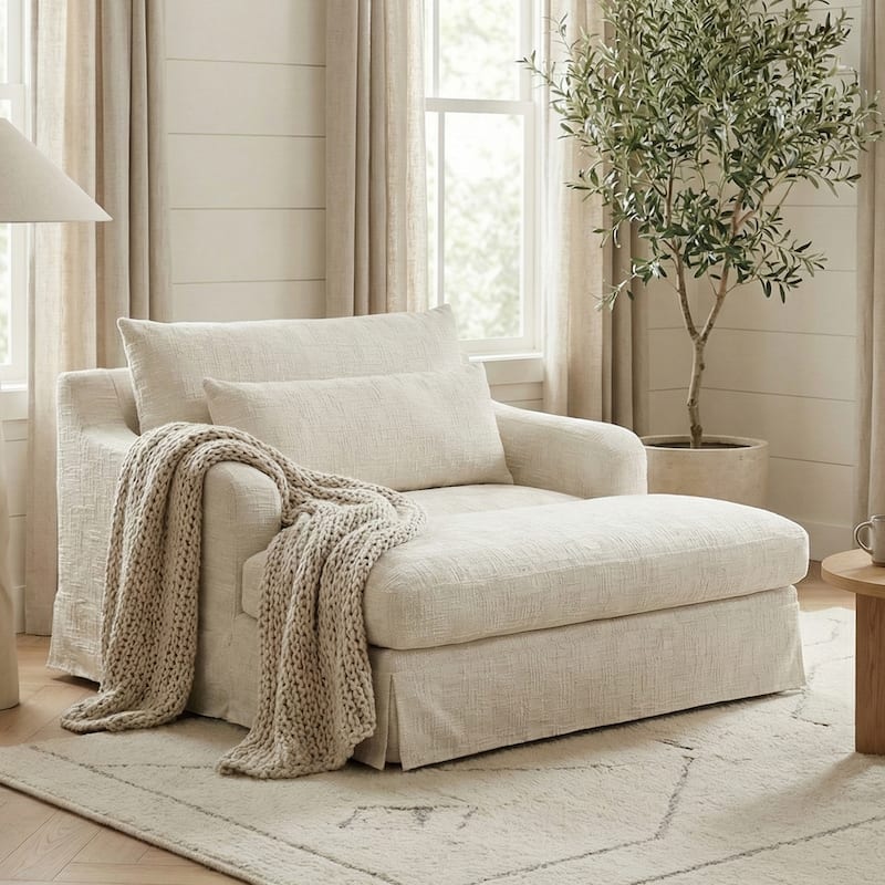 GDFStudio - 93.7" Modular Chenille Sectional Sofa Bed with USB - Beige