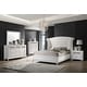 preview thumbnail 1 of 57, Barzini Upholstered Bedroom Set White with Wingback Headboard