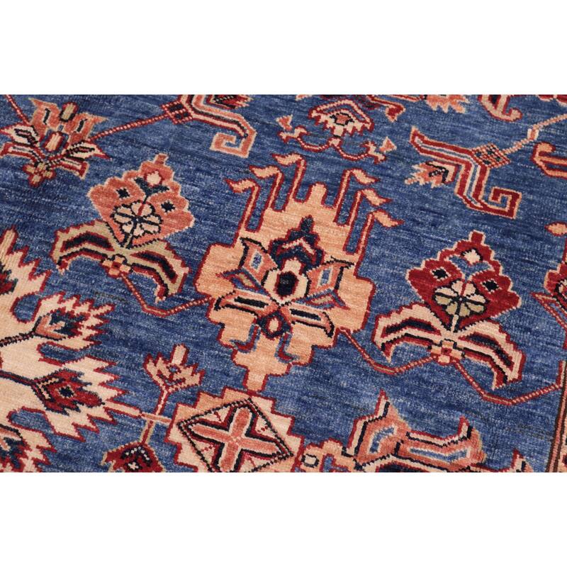 Tribal Super Kazak Kamila Light Blue/Natural Hand Knotted Wool Rug - 6'1'' x 9'6''