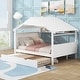 preview thumbnail 2 of 14, White Full Size Solid Wood House Bed with Trundle and Storage for for Kids, Boys and Girls