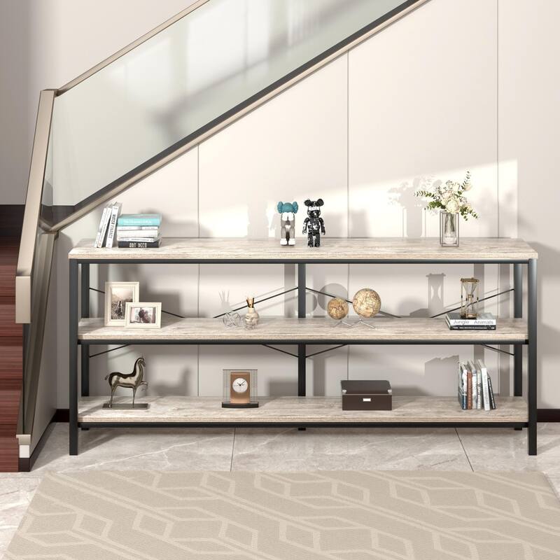55" Sofa Console Table Narrow Long Console Entryway Table with Storage Shelf TV Stand