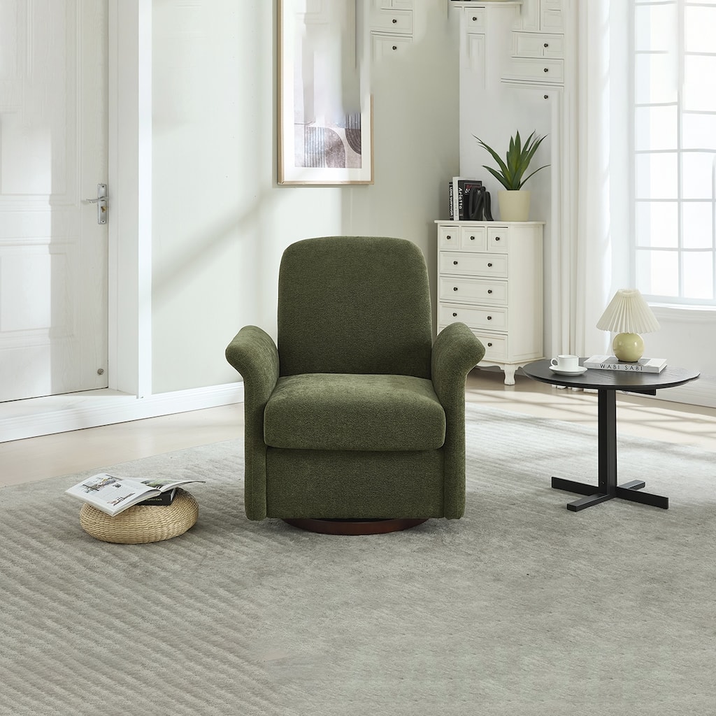 Swivel Wood Barrel Accent Chair