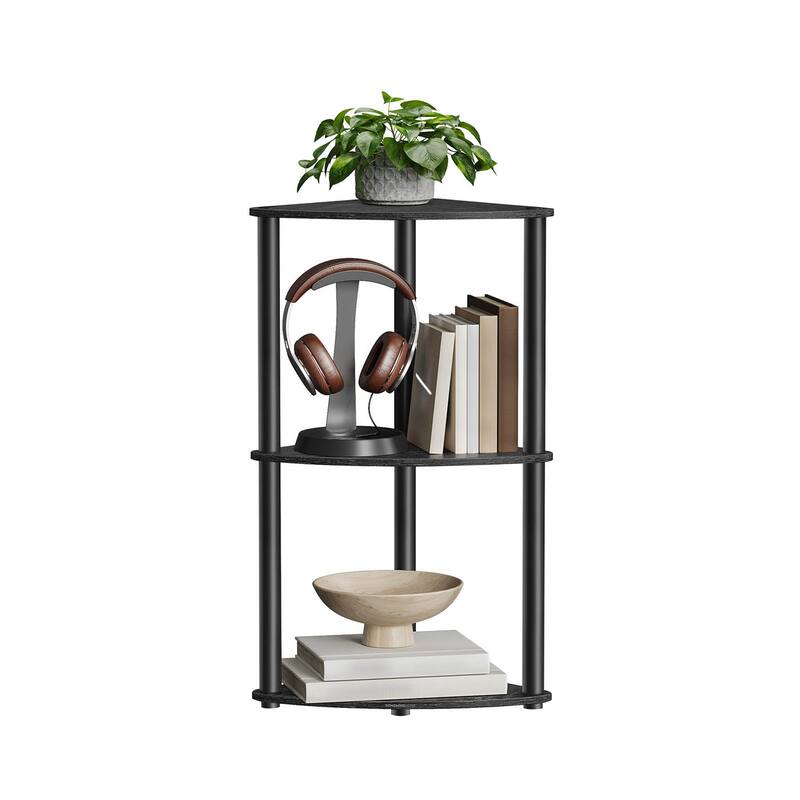 Steel 3-Tier Corner Shelf with Anti-Tip and Tool Free Setup - 15"D x 10.6"W x 27.8"H